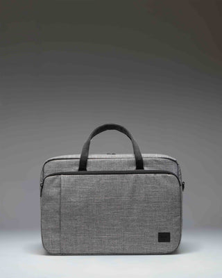 Herschel Supply Co. Bowen Convertible Travel Duffle Tech bag in Raven Crosshatch grey fabric, showcasing a clean, modern structured silhouette.