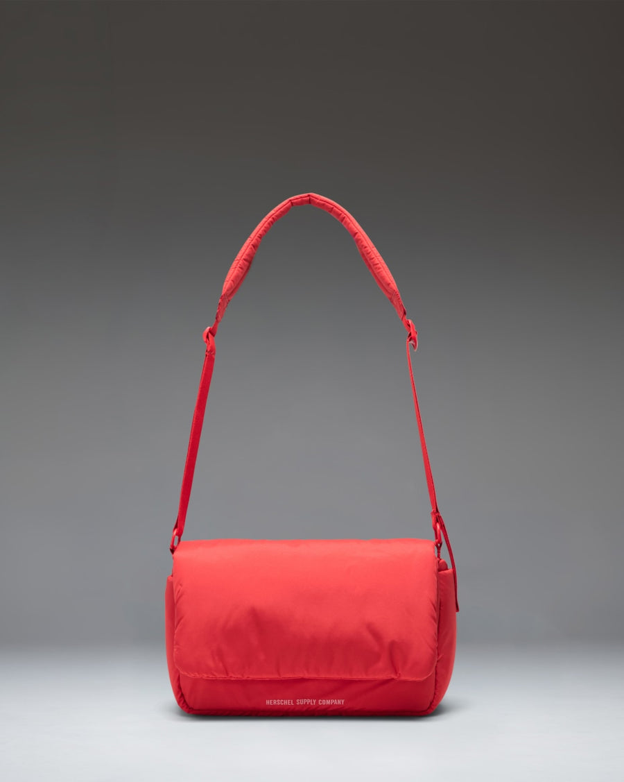 Herschel Supply Co. Cloudform Crossbody bag in Salsa red, shown from the front.