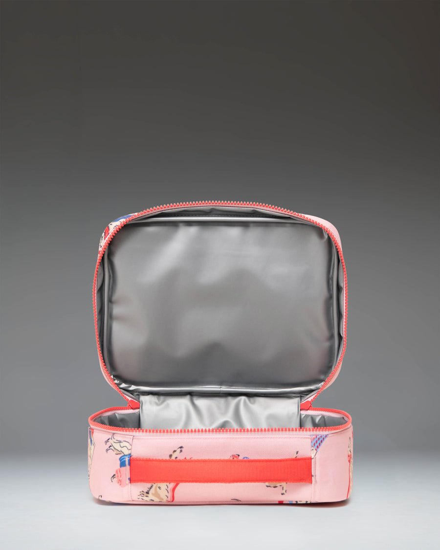 Little Herschel Pop Quiz Lunch Box in Fashion Dogs colorway, featuring a playful dog pattern perfect for school lunches.