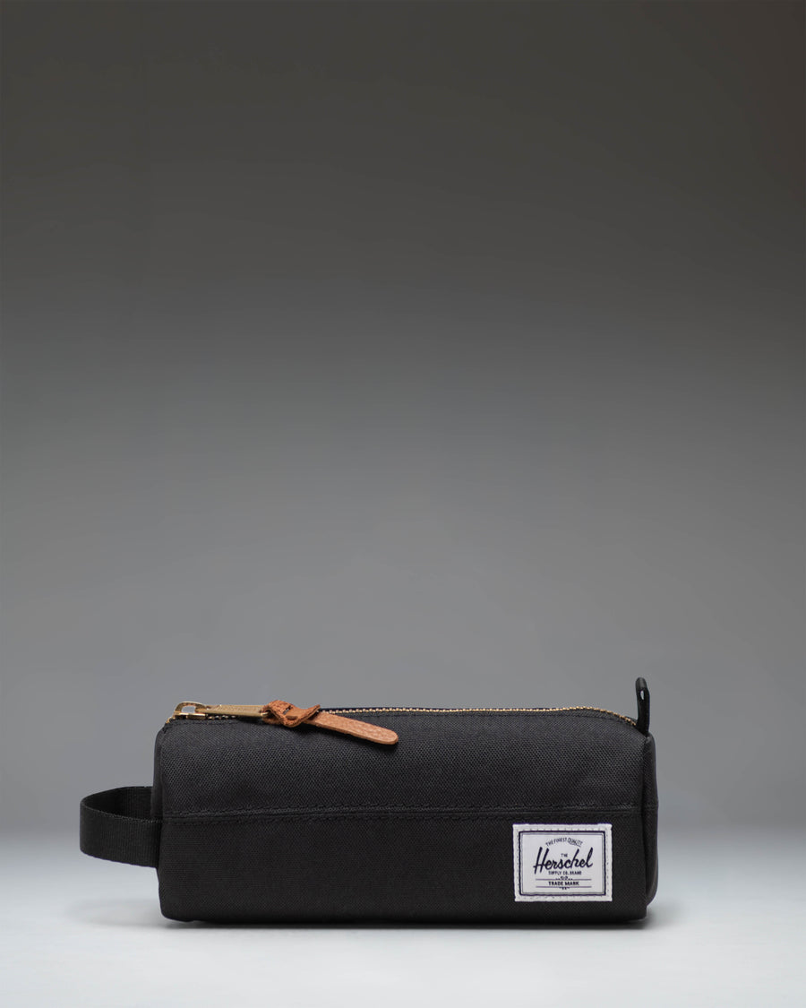 Herschel Supply Co. Settlement Pencil Case in classic black, featuring a zippered closure and a clean, minimalist design.