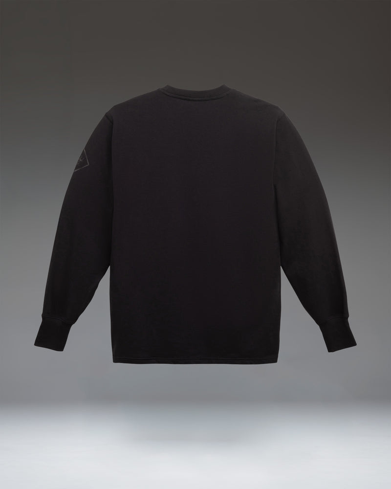 Men's Herschel Performance Long Sleeve Tee in solid black, featuring a comfortable crew neck and breathable, lightweight fabric.