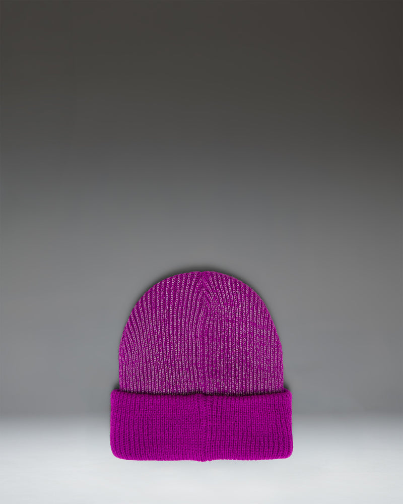 Herschel Supply Co Elmer Reflective Ribbed Kids Beanie in Clover Reflective, a vibrant green knit hat with a folded cuff.