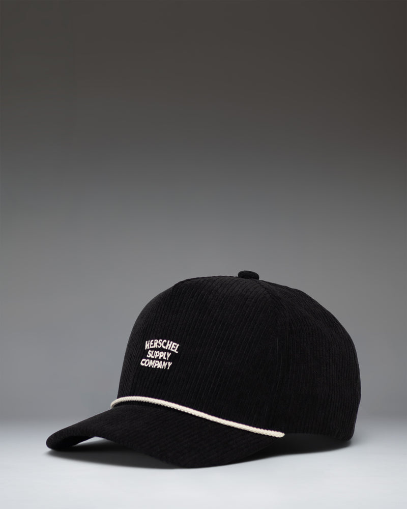 Front view of a black Herschel Supply Co bag.