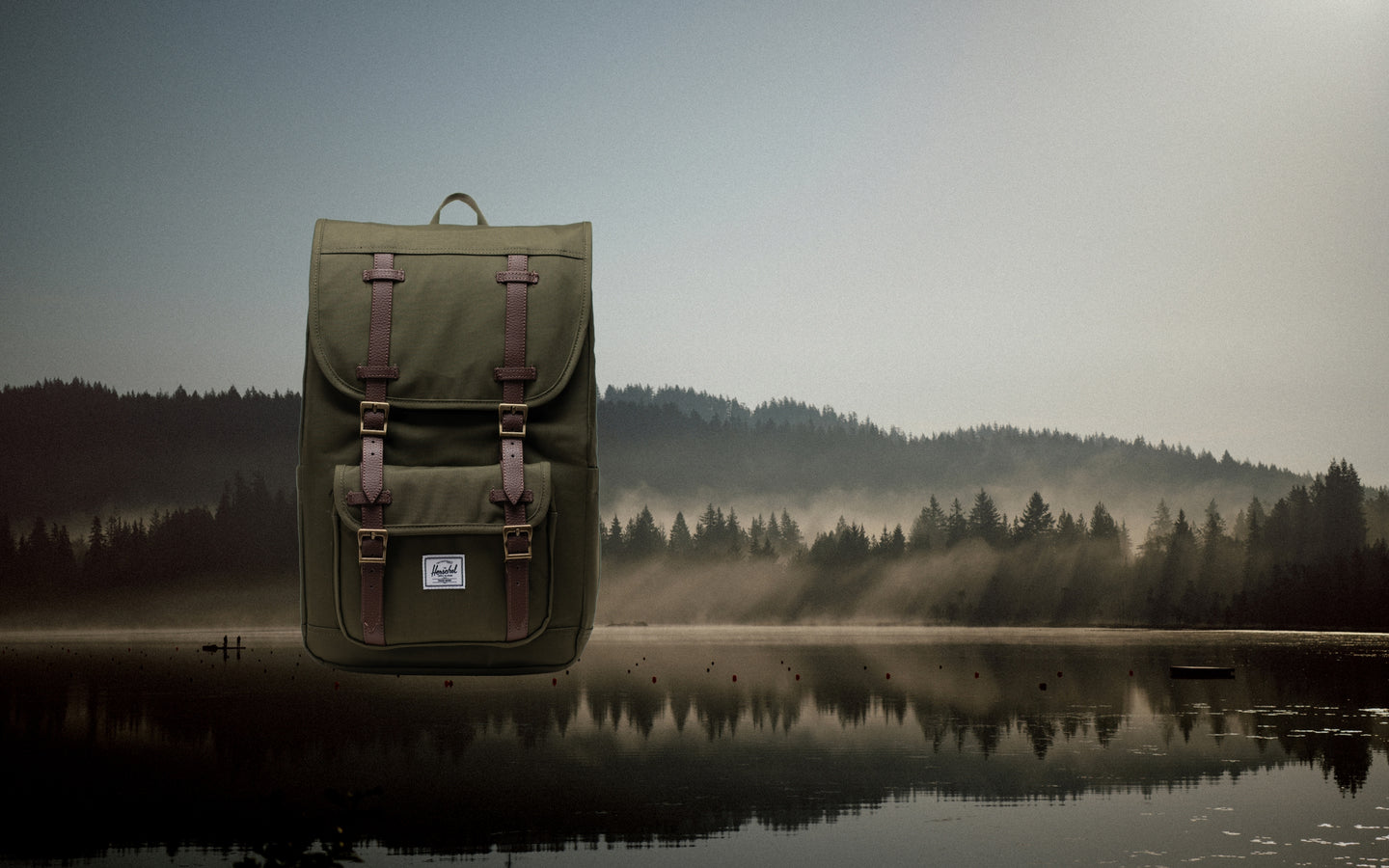 Herschel Little America Mid Backpack in Ivy Green hero image.
