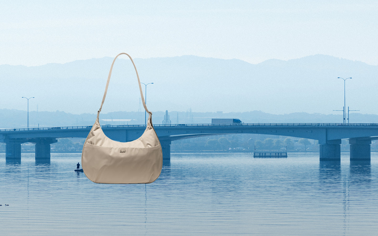 Herschel Supply Co. Yara Large Shoulder Bag in Vintage Khaki, shown from the front as a hero shot desktop banner.