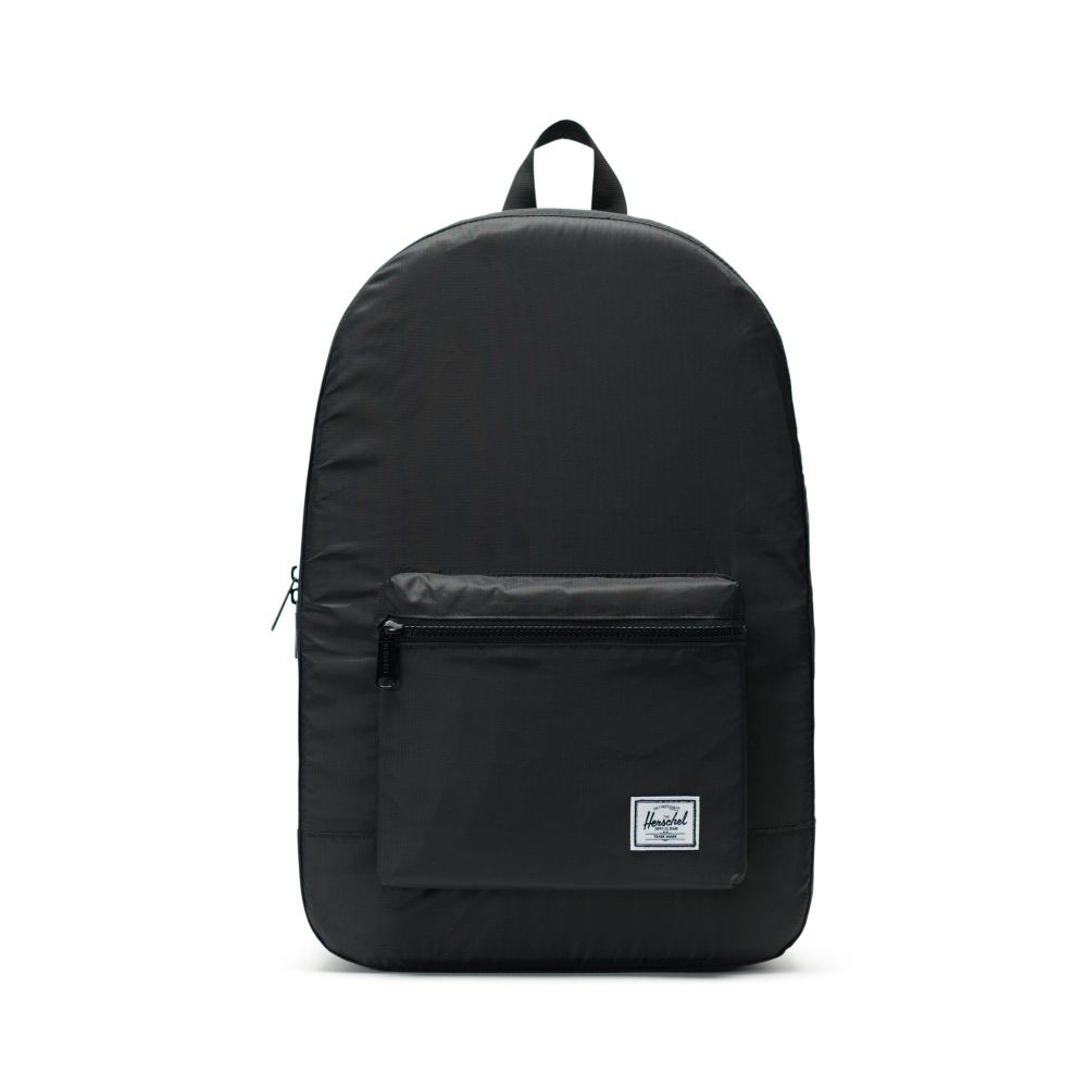 Image of a black herschel packable backpack