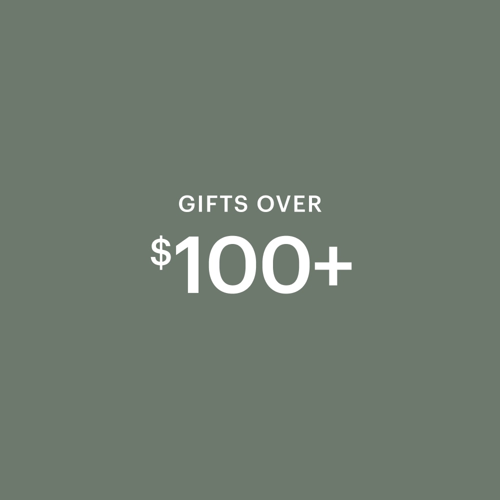 A green square with the text Gifts Over $100 in white