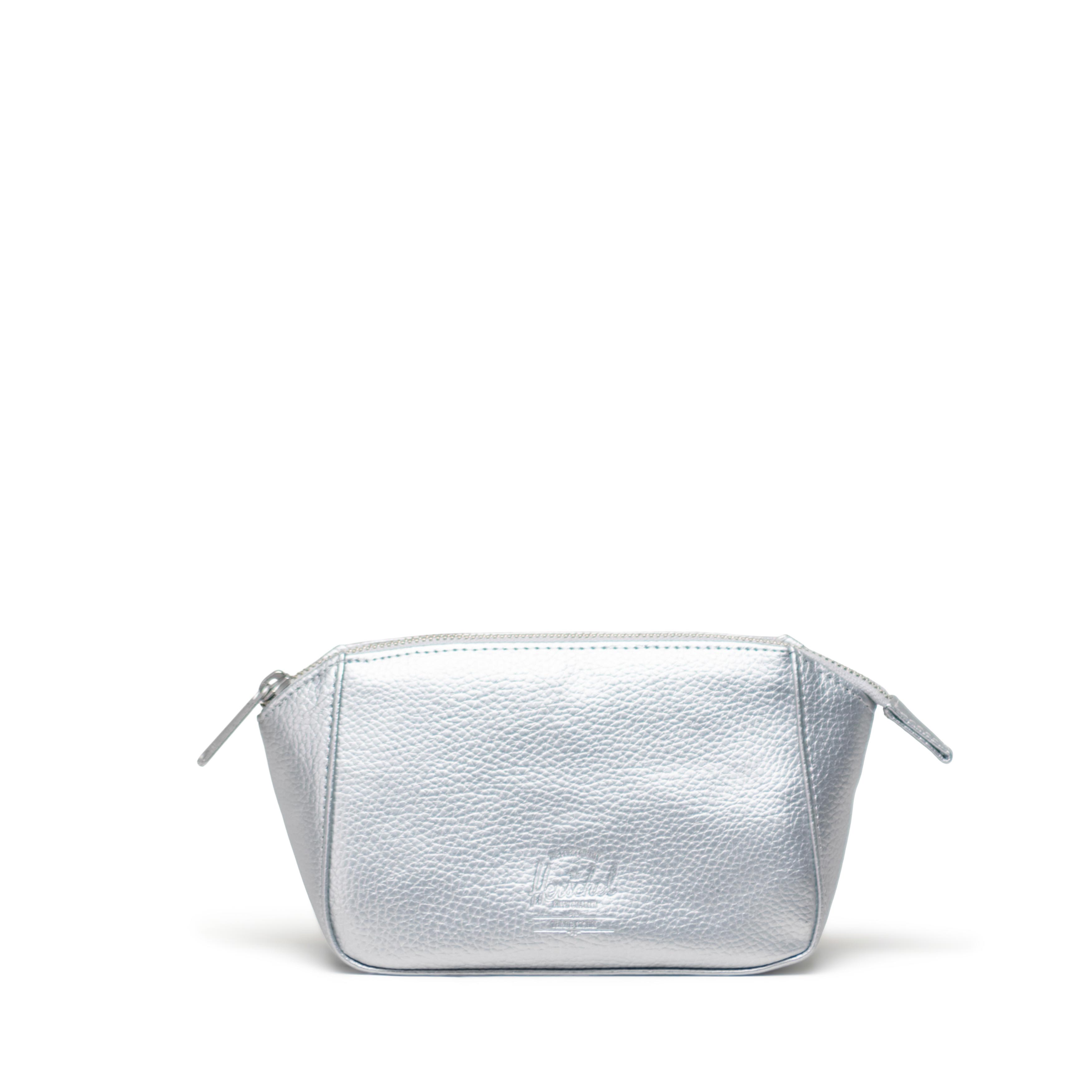 Herschel Supply Co Milan Small Toiletry Bag Vegan Leather Silver Metallic